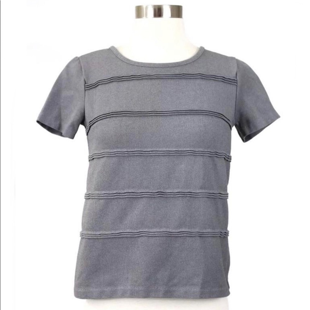 NWT J.Crew Heather Gray Ponte Pintuck Stripe Top